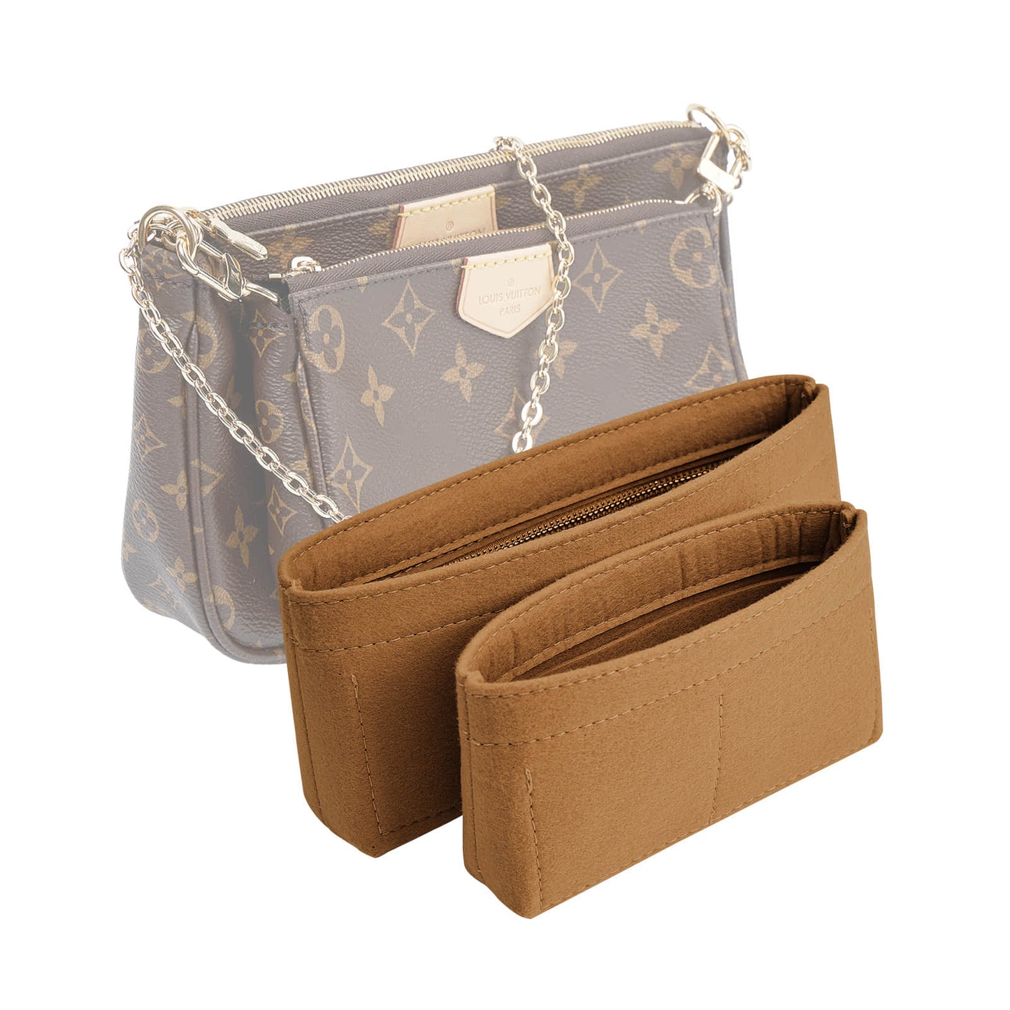 Felt Purse Organizer Insert Pochette Handbag Insert Bag in Bag for Multi Pochette Accessories Add Zipper Pocket