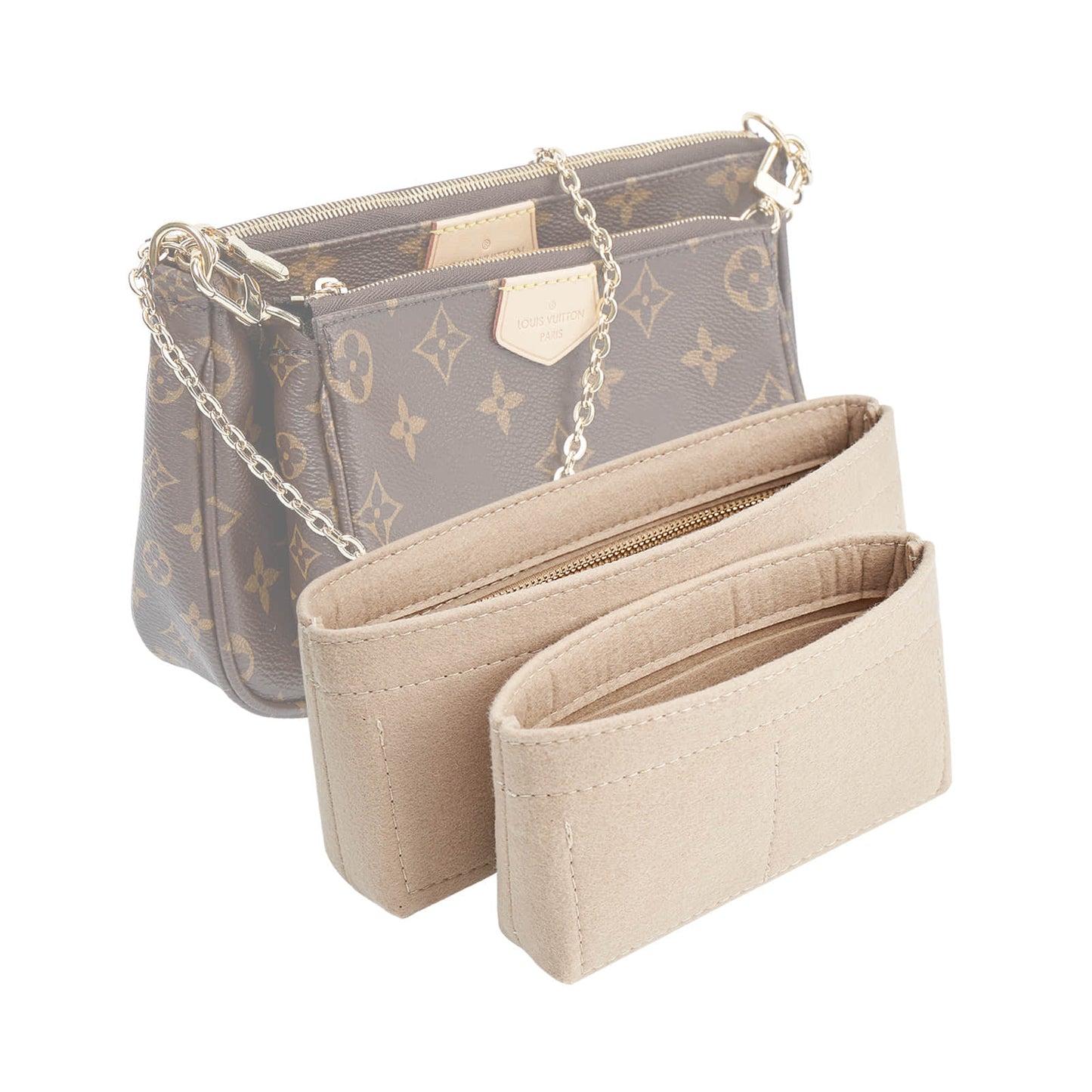 Felt Purse Organizer Insert Pochette Handbag Insert Bag in Bag for Multi Pochette Accessories Add Zipper Pocket