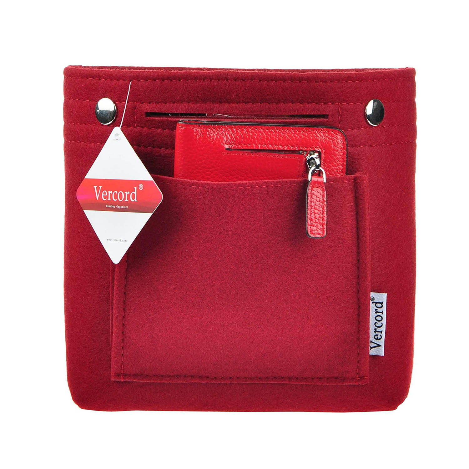 [Beaubourg MM Organizer] Felt Purse Insert with Middle Zip Pouch,  Customized Tote Organize, Bag in Handbag (Style B)