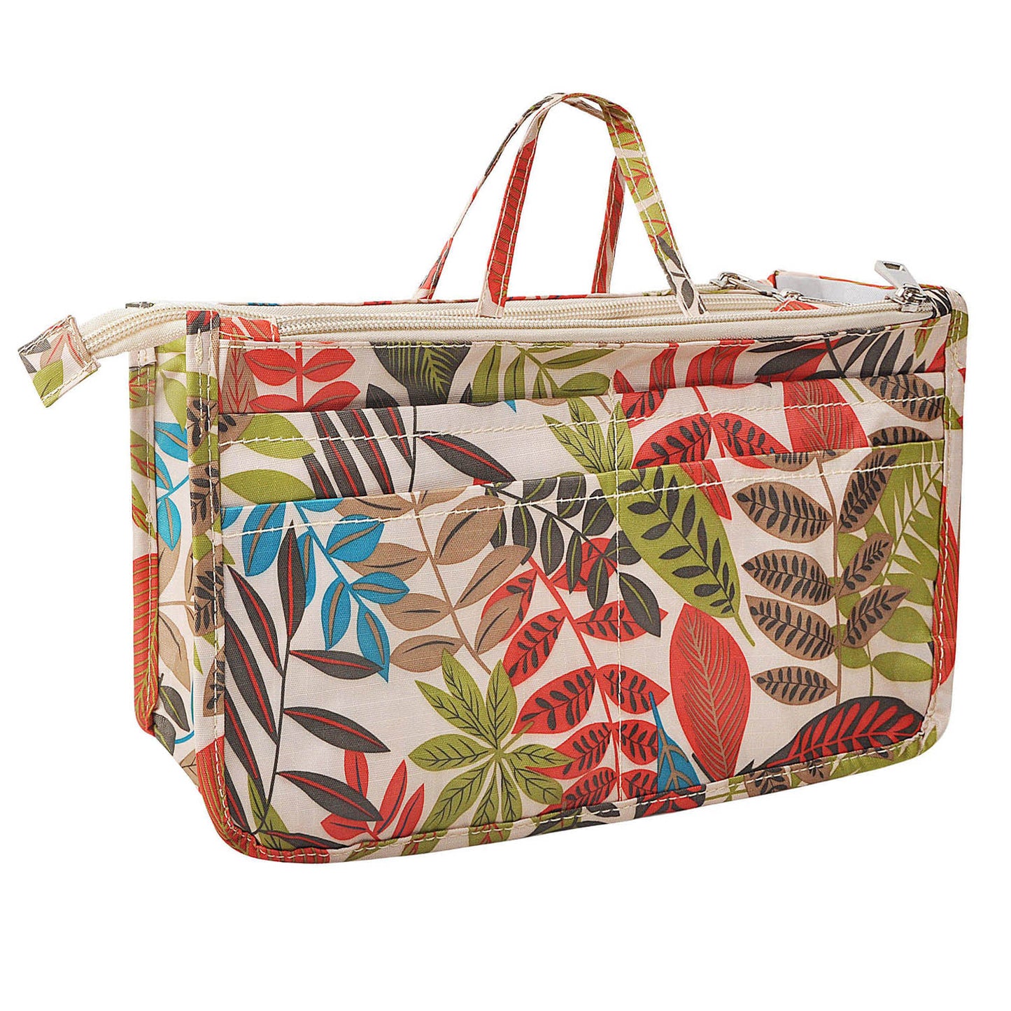 Purse Handbag Tote Pocketbook Bag Organizer Insert with Zipper Handle for Women Patterned