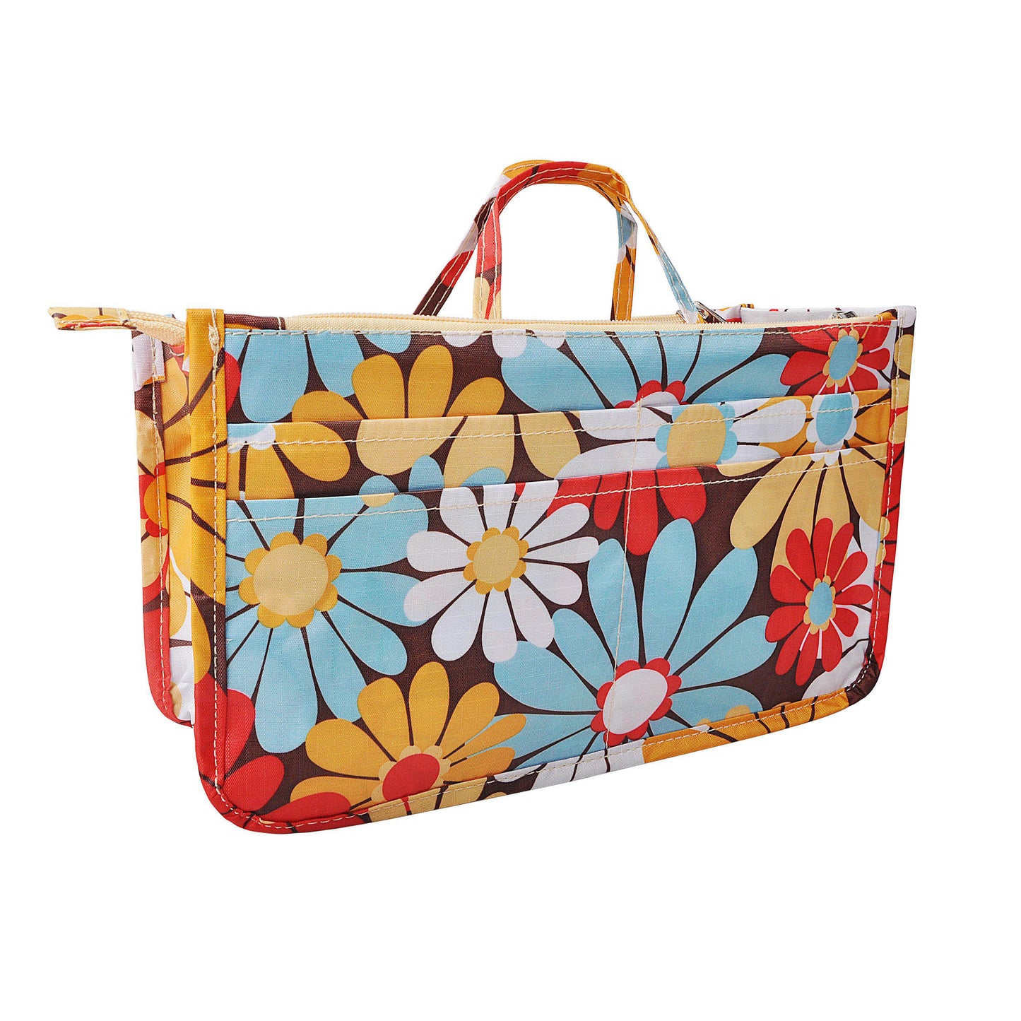 Purse Handbag Tote Pocketbook Bag Organizer Insert with Zipper Handle for Women Patterned