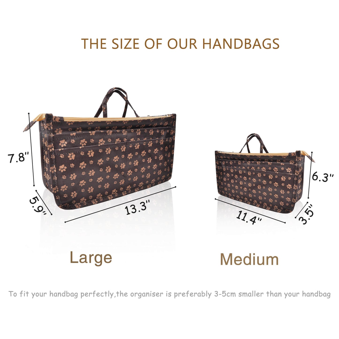 Purse Handbag Tote Pocketbook Bag Organizer Insert with Zipper Handle for Women Patterned