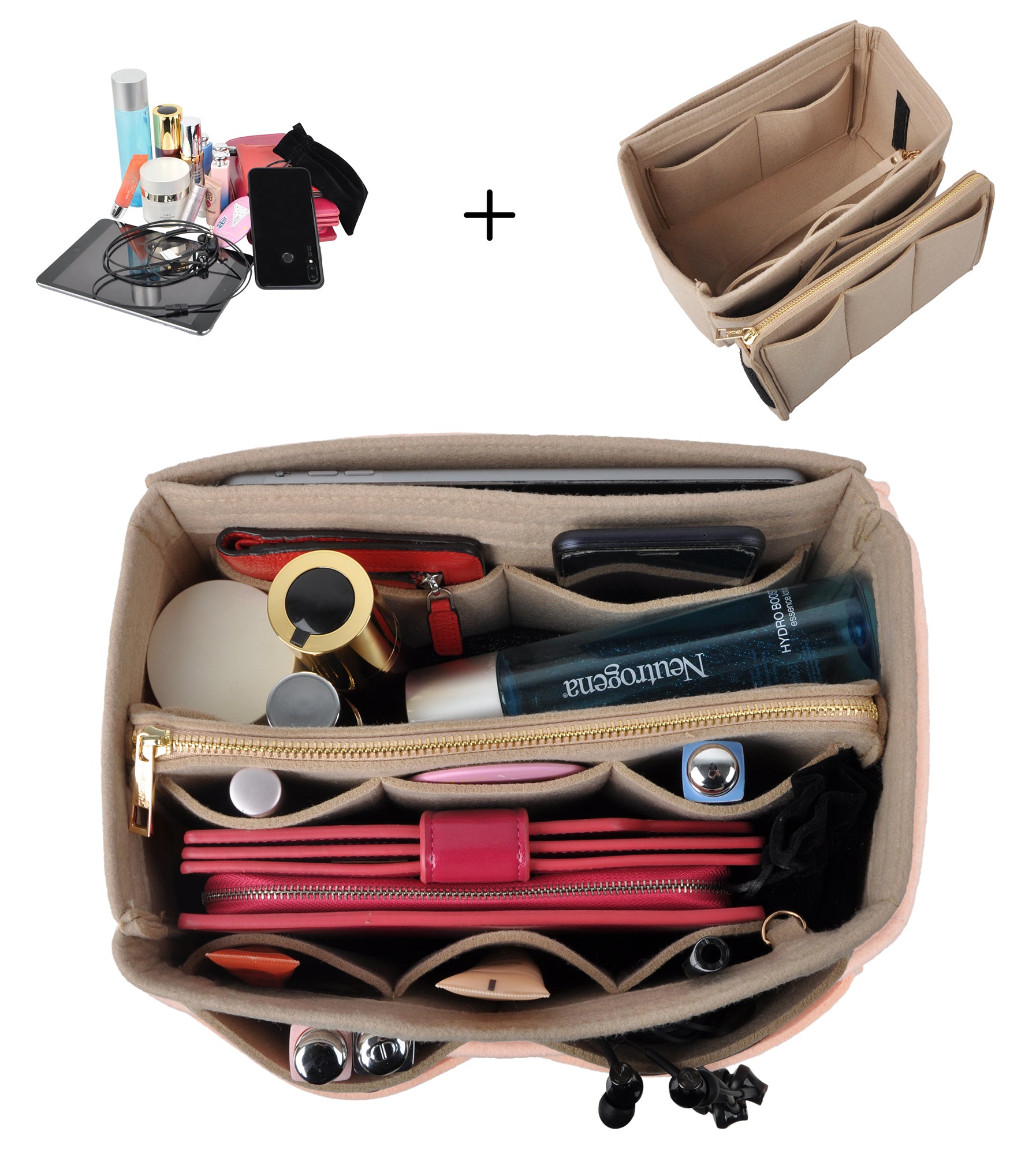  Vercord Felt Purse Tote Organizer Insert Divider Inside Handbag  for Women Medium Beige, 11 inch x7.1 inch x3.5 inch : Clothing, Shoes &  Jewelry