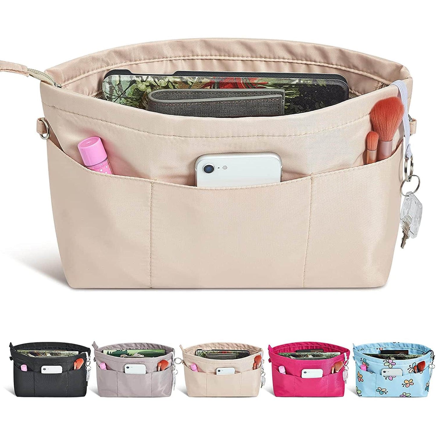 A-Premium Nylon Purse Organizer Tote Handbag Insert Organizers Bag in Bag Zipper