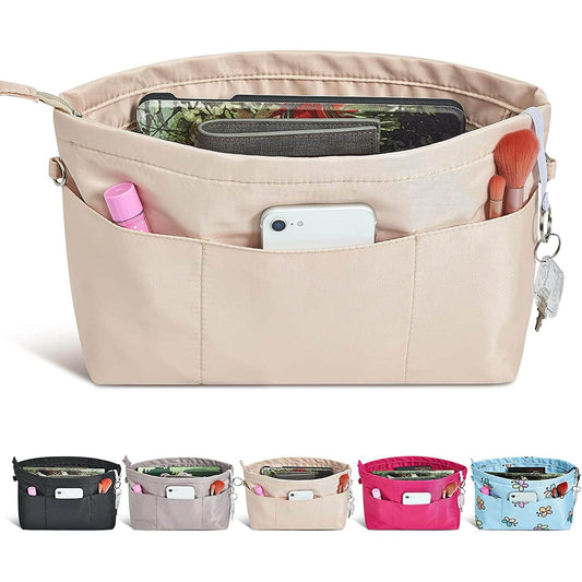 A-Premium Nylon Purse Organizer Tote Handbag Insert Organizers Bag in Bag Zipper