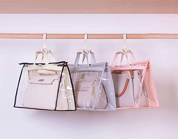 Clear Handbag Dust-Free Cover Purse Storage Bag Organizer Holder with Handle Zipper