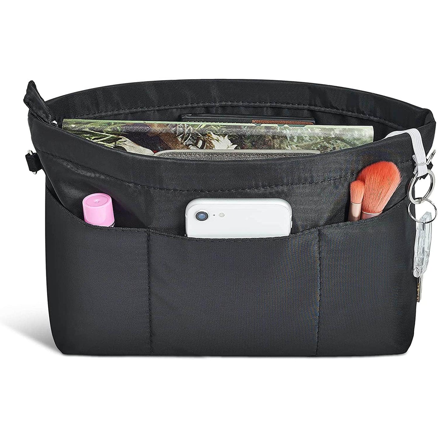 A-Premium Nylon Purse Organizer Tote Handbag Insert Organizers Bag in Bag Zipper