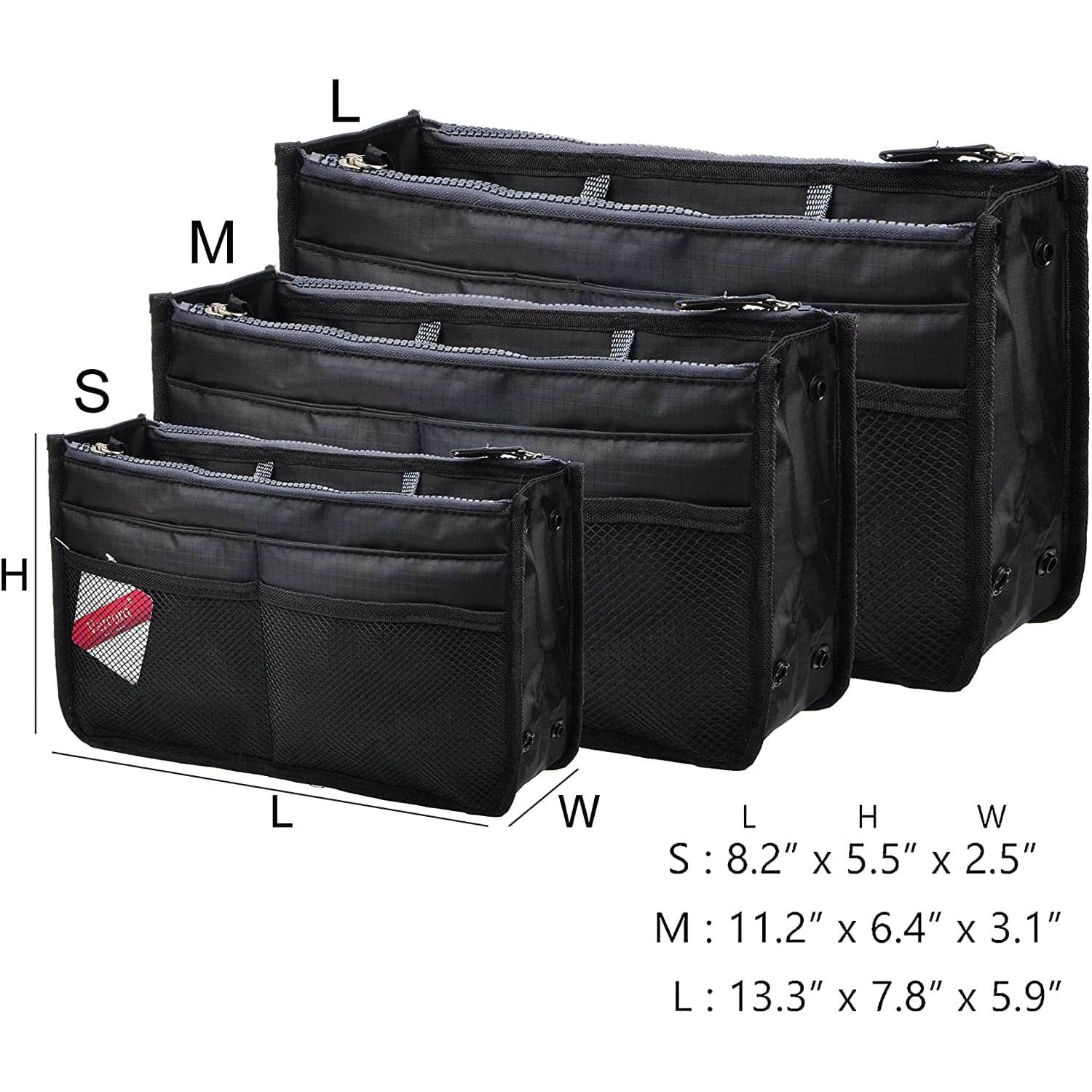 LEXSION Organizer,Bag Organizer,Insert purse organizer with 2 packs in one  set fit NeoNoe Noé Series perfectly Black