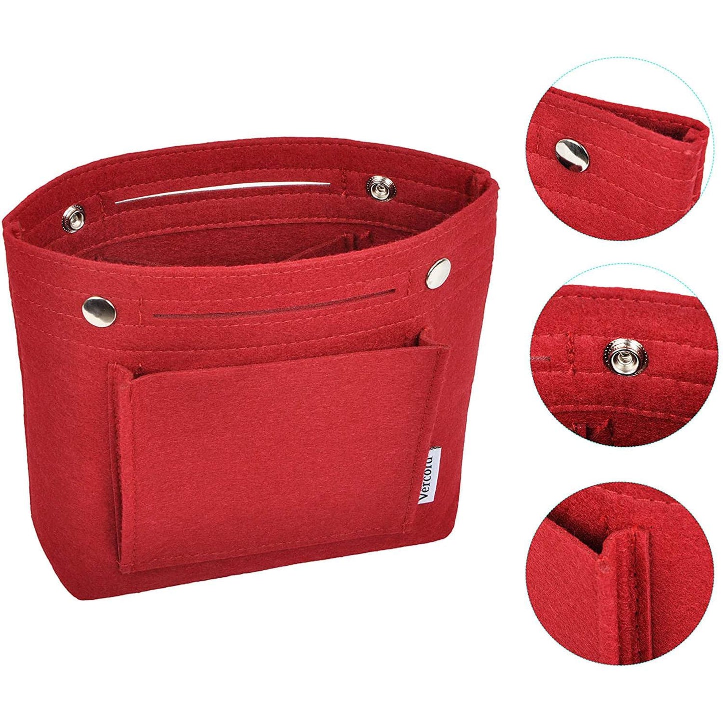 Mini Style Slim Small Felt Purse Organizer Insert Inside Handbag Tote Pocketbook