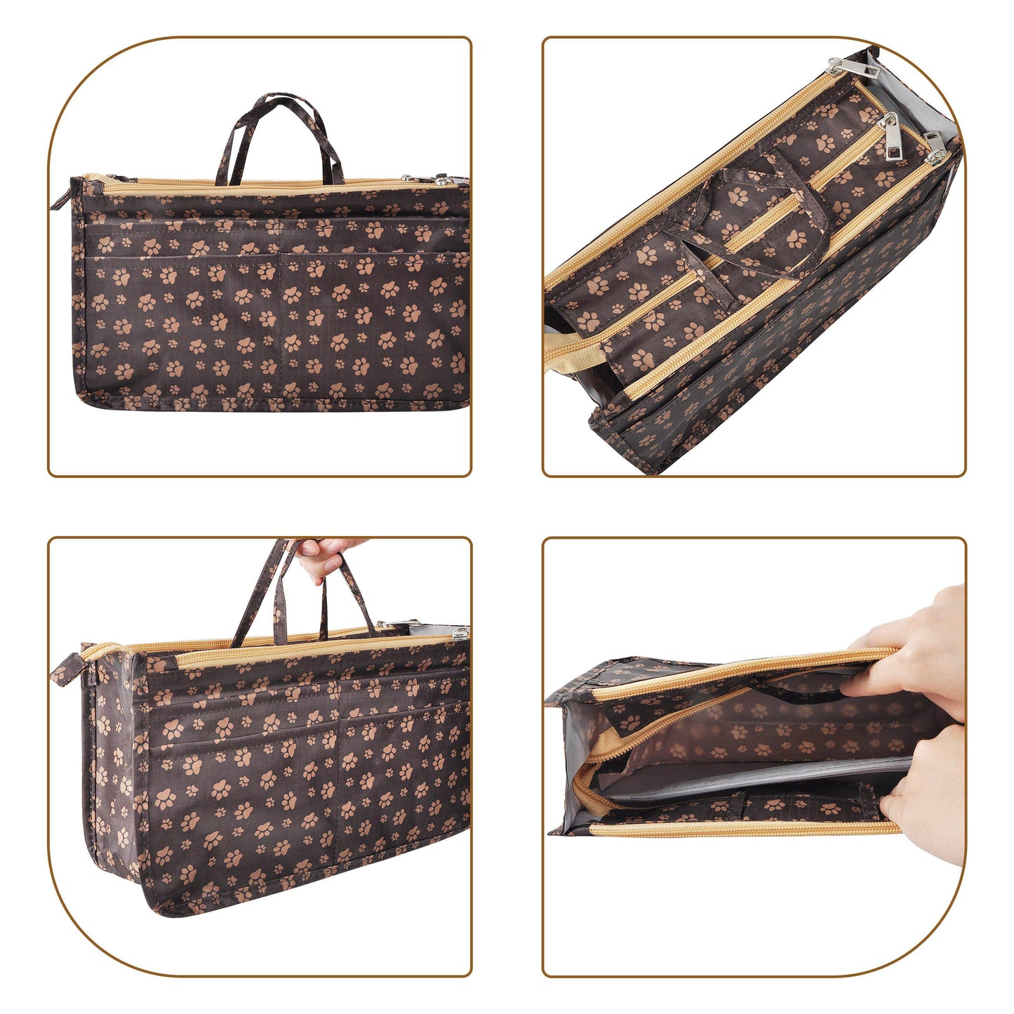 Purse Handbag Tote Pocketbook Bag Organizer Insert with Zipper Handle for Women Patterned