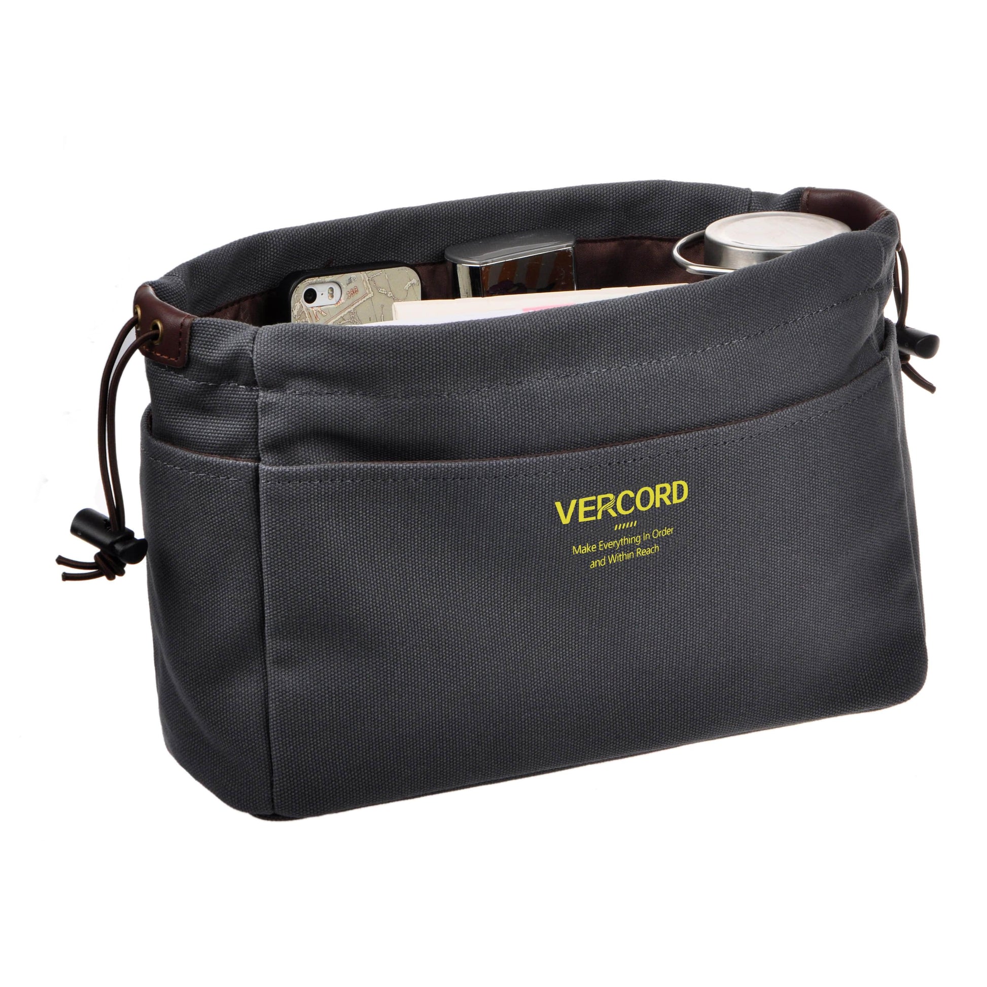 Vercord Canvas Handbag Organizers, Sturdy Purse Insert Organizer Bag in  Bag, 10 Pockets Beige Small